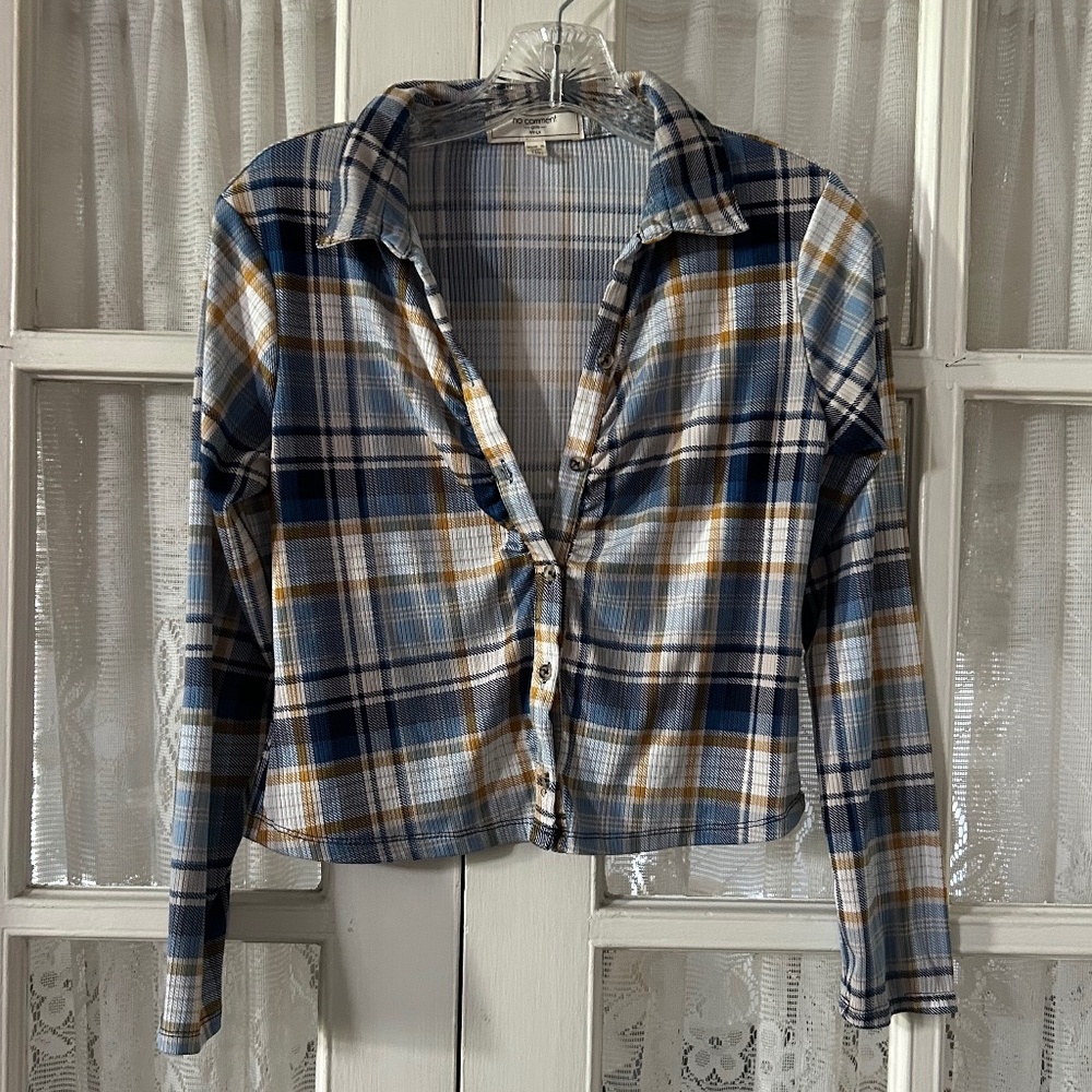 😉Bundle Days😉 No Comment Girls NY LA XL(16) Plaid Button Down Long Sleeve Shirt